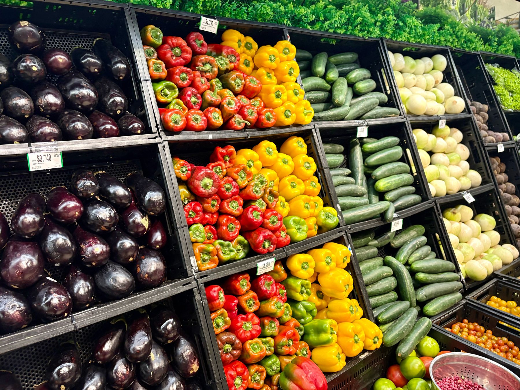 Fresh produce display for grocery store nutrition tours