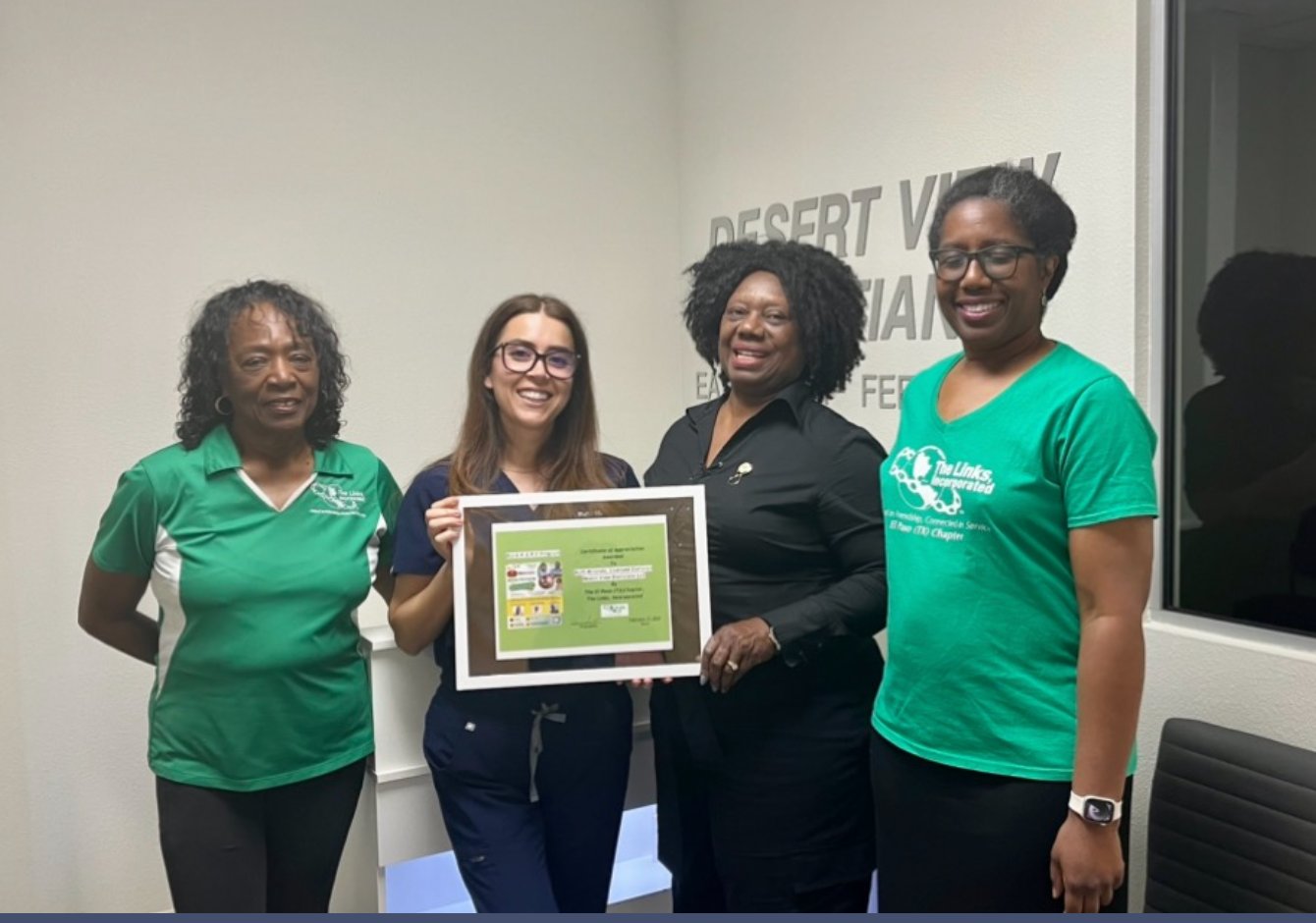 Ruth receiving recognition from The Links Inc El Paso